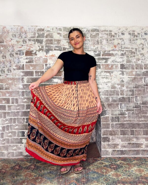 brown and red hippy skirt