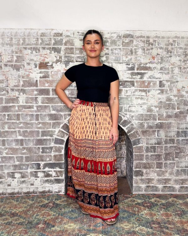 brown and red hippy skirt