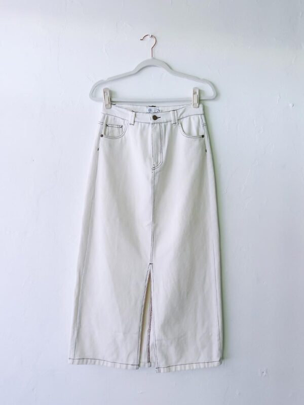 white denim maxi skirt